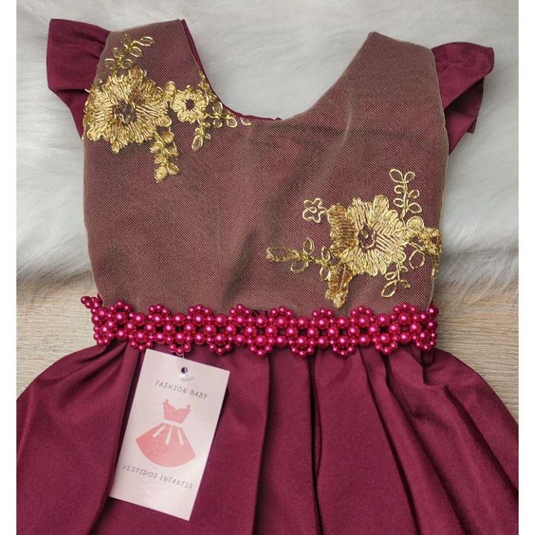 Vestido vermelho marsala shops infantil