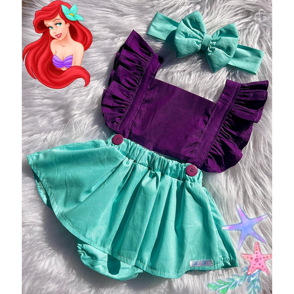 Jardineira Romper Ariel Sereia Body Roupa Bebe Menina Concha - Mimos da  Babih - Jardineira para Bebês - Magazine Luiza