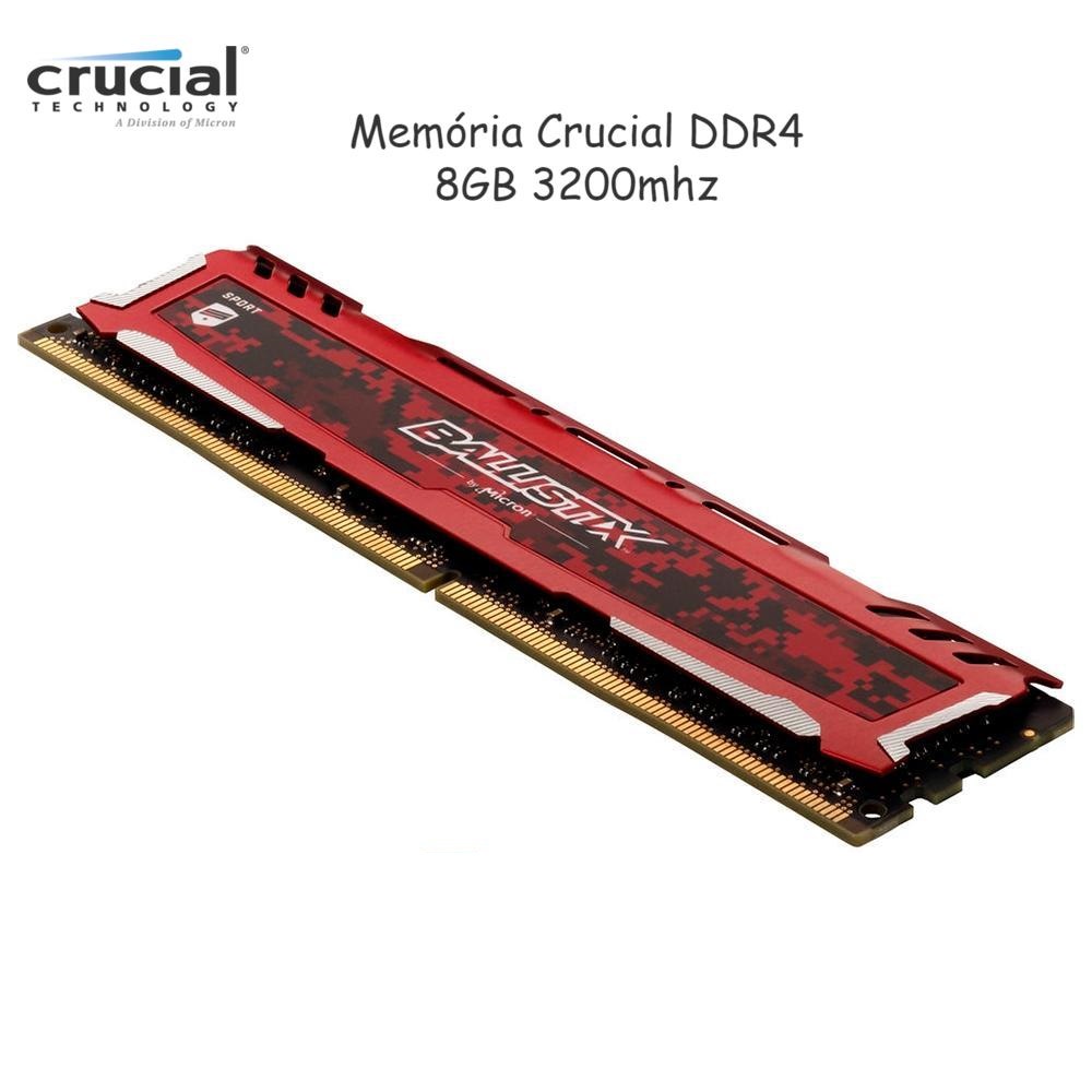 Memória DDR4 8GB 3200MHz Crucial Ballistix Sport CL16