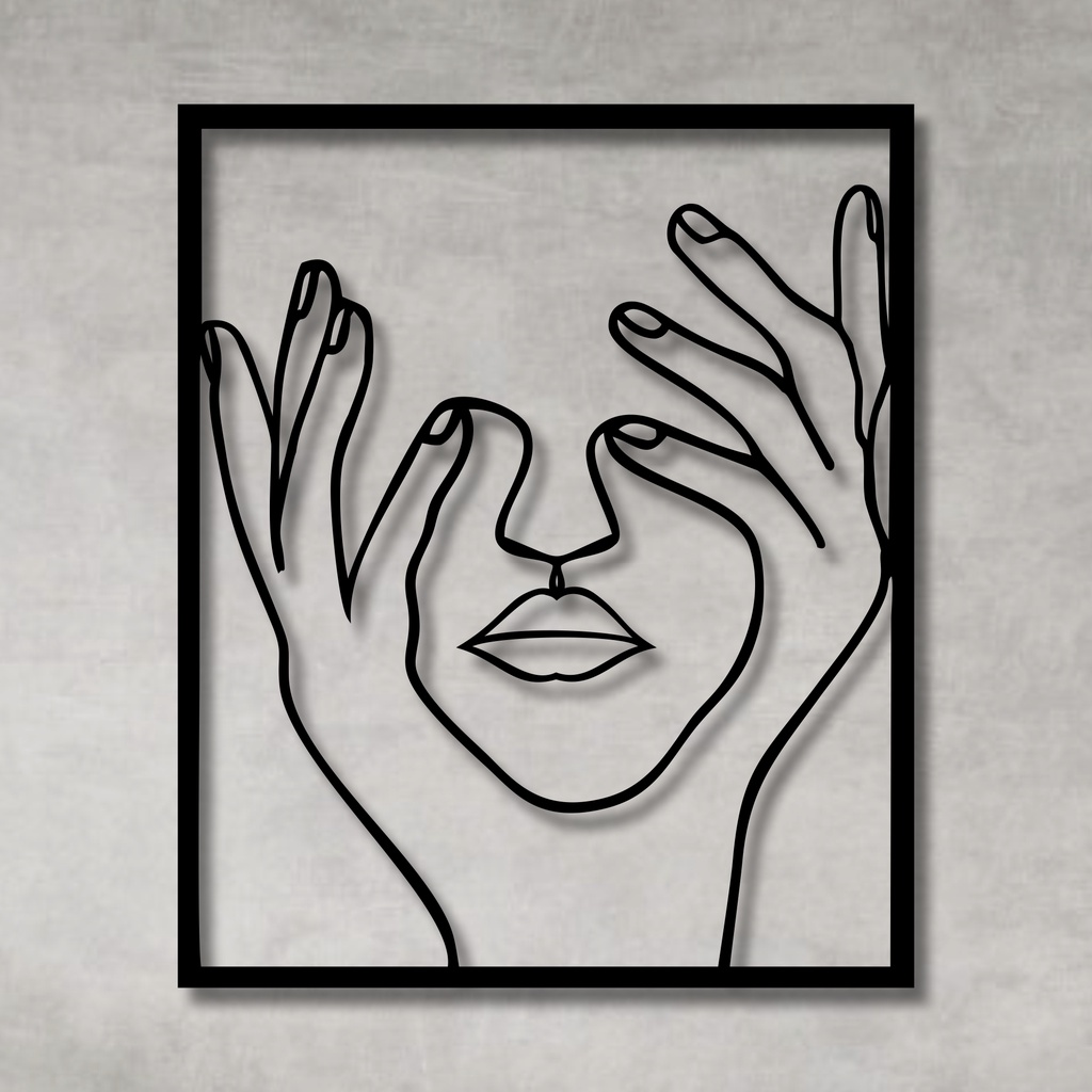 Quadro Decorativo Vazado Mulher Mãos Rosto MDF Escultura de Parede MDF  Preto | Shopee Brasil