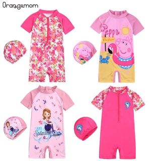 Roupas de bebê Kawaii para meninas clássicas fofas de caranguejo preppy  conjuntos de roupas de natação modernas integradas, >4-m, 6 Anos