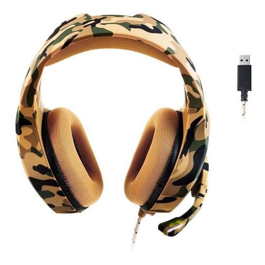 Fone de Ouvido Headset Gamer Warrior Straton USB 2.0 Led Microfone Arco Acolchoado com Espuma Camuflado - PH305