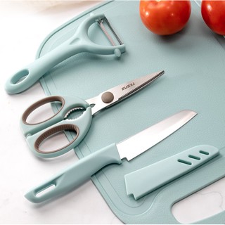 Kit 4 Pac Facas de cozinha faca para frutas tesouras faca para descascar