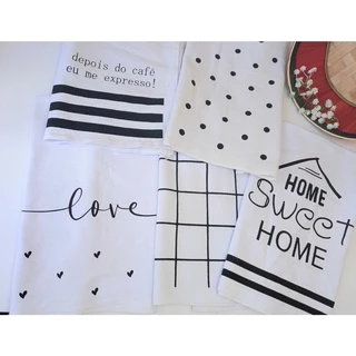 Pano de Prato Criativo/Divertido - Estampado Frases - com Bainha - Pano de Copa - Moderno Minimalista - 100% Algodão 45cmx66cm