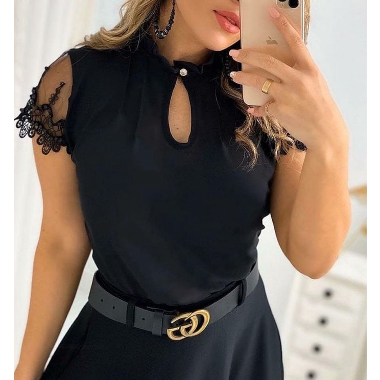 Blusa de Crepe Sedinha - Moda EVANGÉLICA/CRISTÃ✅✅✅ PROMOÇÃO ✅✅✅M ao G2