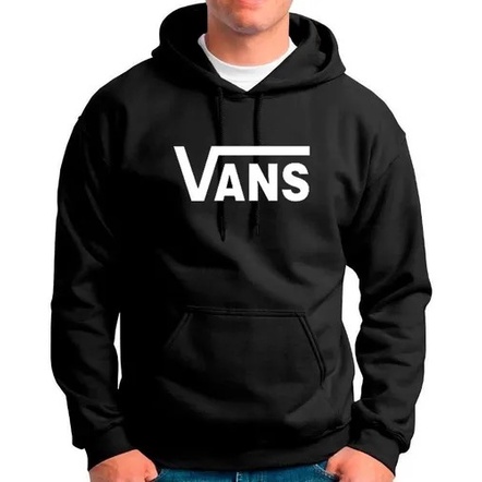 Blusa de Frio Aagasalho Unissex Com Capuz Bolso Canguru Moletom Vans