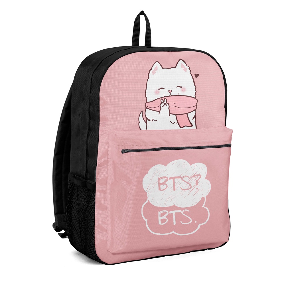 Mochila Black Pink Orelha Mascara Gatinho Colar Kpop Bolsa - Rosa