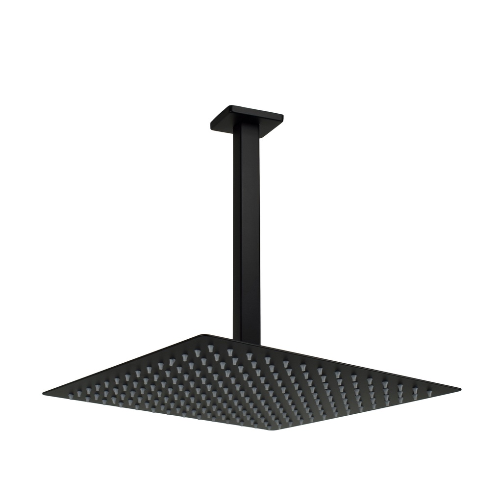 Ducha Chuveiro Inox Black 30 Cm Slim Quadrado Braço De Teto