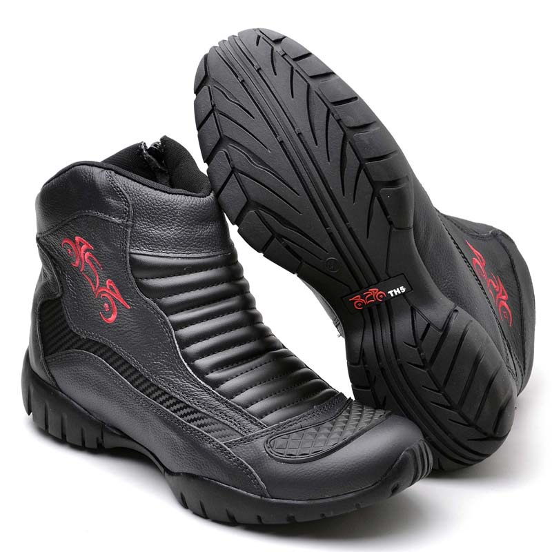 Bota de couro impermeável para fashion motociclista