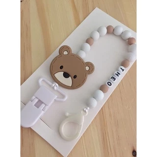 prendedor de chupeta urso branco personalizado prendedor de chupeta urso branco personalizado