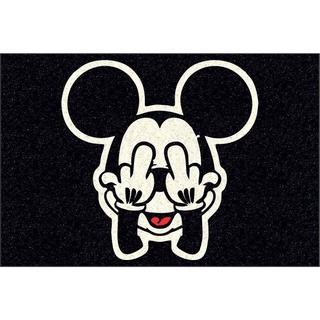 Tapete Capacho Mickey Doidão 60x40 cm Preto
