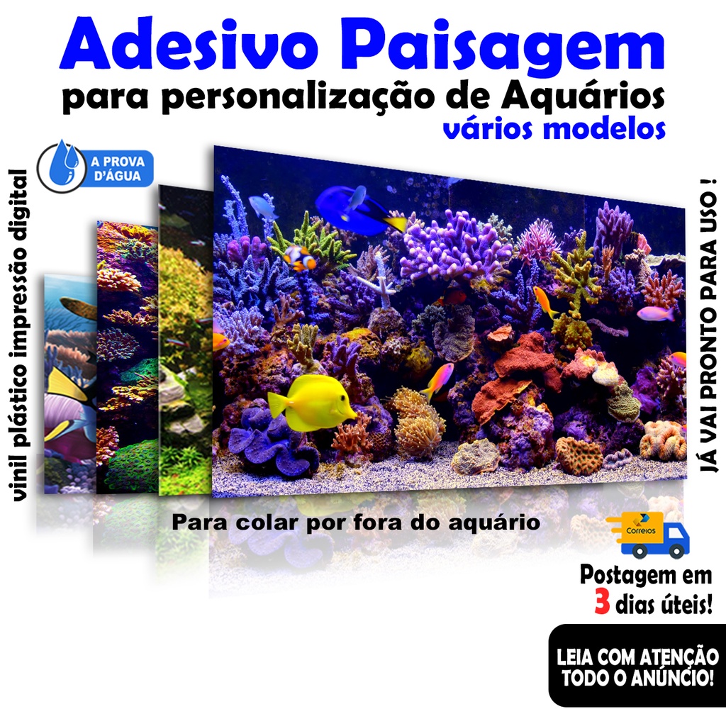 Adesivo paisagem para personalização de aquário tamanhos variados