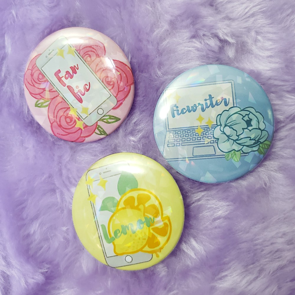 Botton Holográfico Fanfic FicWriter Lemon 45mm Broche Alfinete