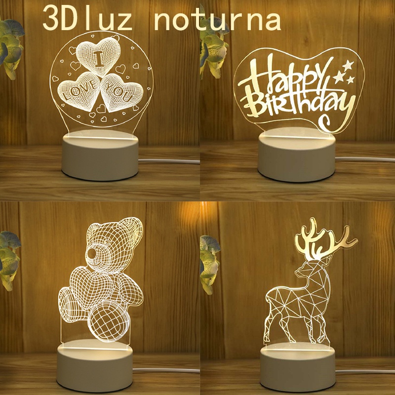 Luminária De Mesa USB Com LED 3D Criativa/Lâmpada Decorativa Para Festa