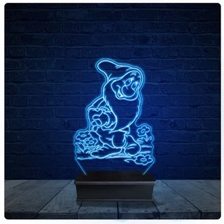 Luminária Led Acrilico Abajur - Anão Branca de Neve