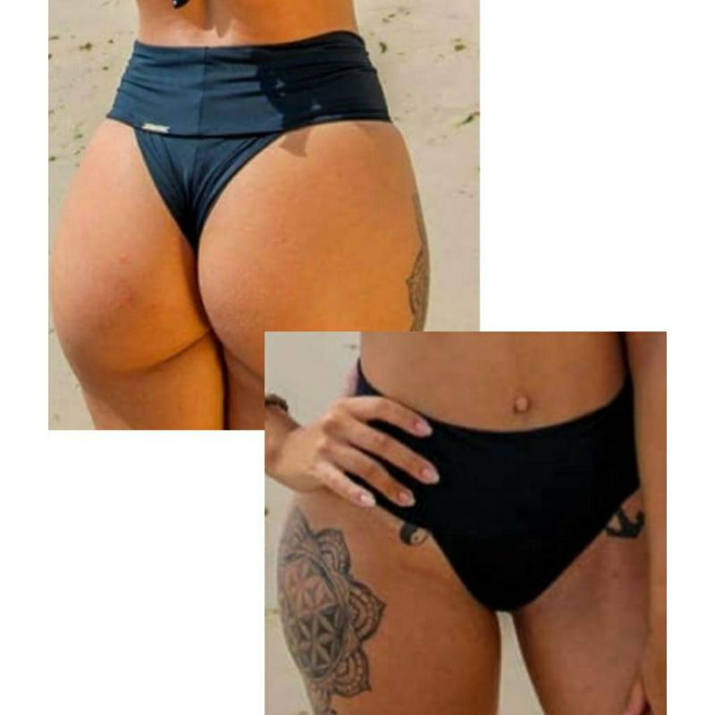 Calcinha De Biquíni Cintura Alta Dipinon - Controle De Barriga - Preta