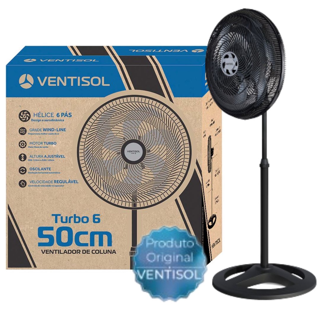 Ventisol Turbo 6 Ventilador de Coluna 50cm 220V | Shopee Brasil
