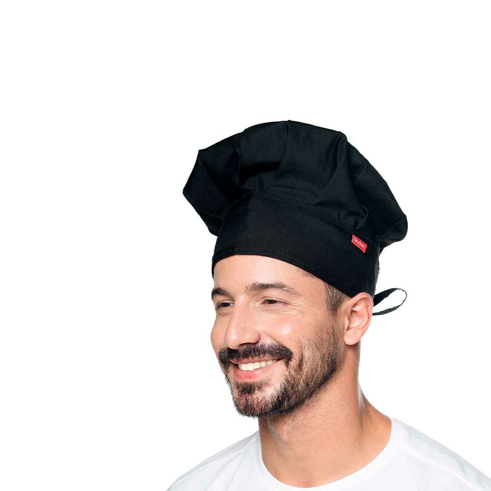 Chapeu de Cozinheiro Preto Chef Touca Unissex Ajustavel