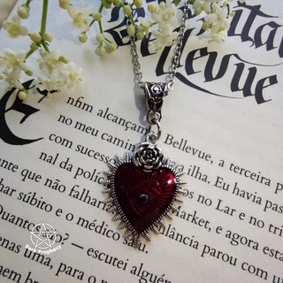 Colar Coração Gótico Vermelho Goth Vamp