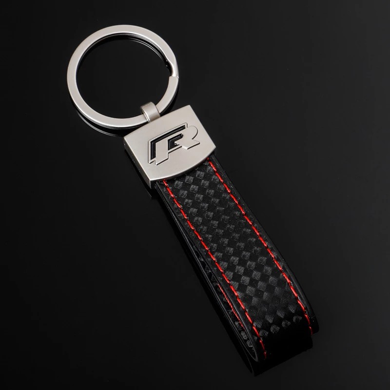Chaveiro Couro Metal Volkswagen R-line - Preto