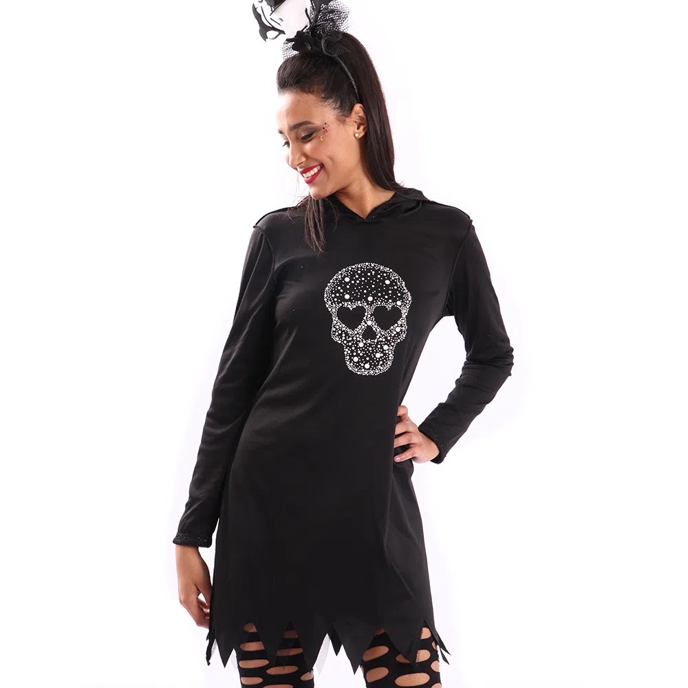 Fantasia Bruxa Feminina Linda Pânico vestido com touca festa a fantasia  Halloween envio rápido | Shopee Brasil