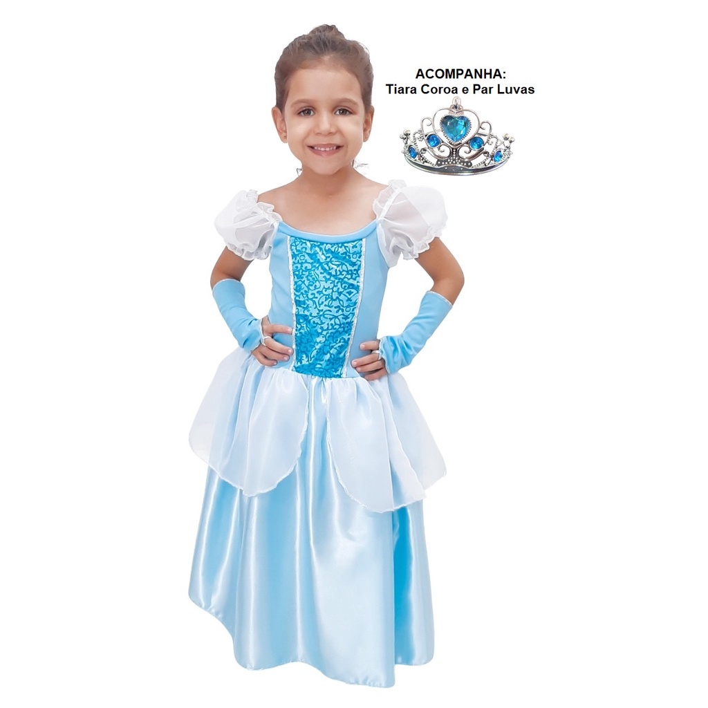 Cinderela vestido para meninas crianças princesa vestido meninas fora do  ombro festa traje com luvas varinha mágica para festa de aniversário