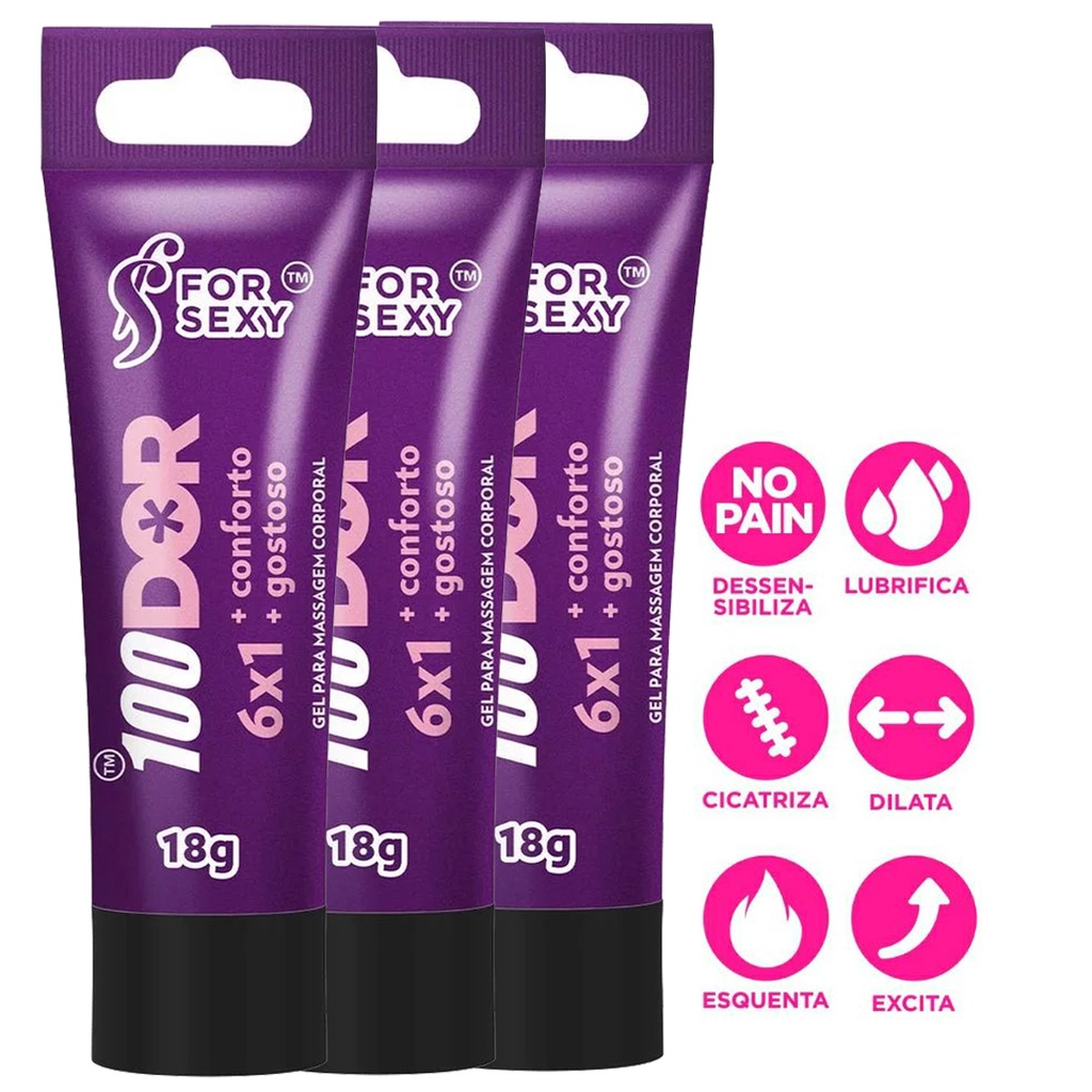 Kit 3 Sexo Anal 100DOR Gel Lubrificante Anestésico 6x1 Muito Mais Prazer Sex  Shop Atacado | Shopee Brasil