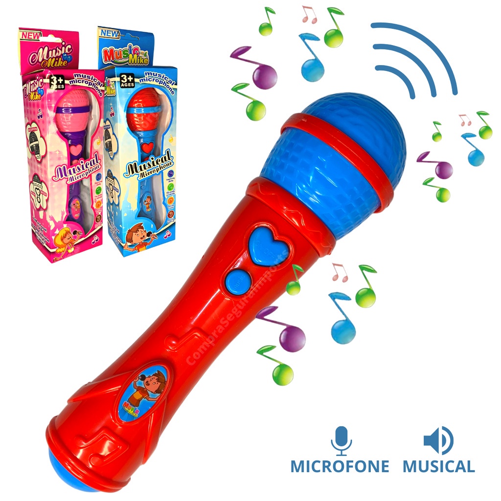 Brinquedo Microfone Infantil Com Som E Reproduz A Voz Menino Menina ...