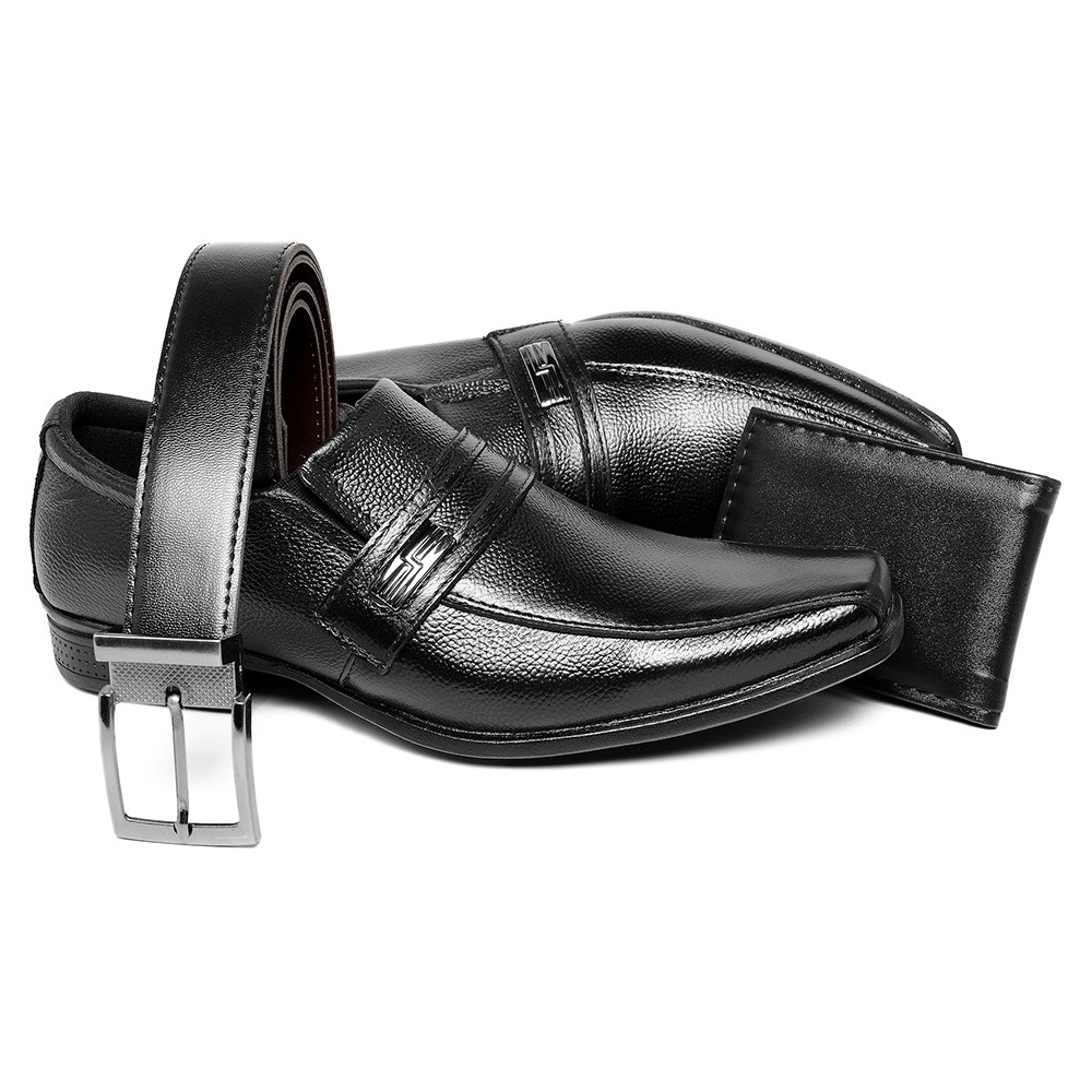 Sapato Social Masculino Kit Sapato , Carteia , Meia E Cinto.