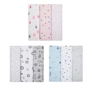 Manta Cueiro Flanelado Composê 80X50cm Bebê Menina Menino - Kit 3 Unidades