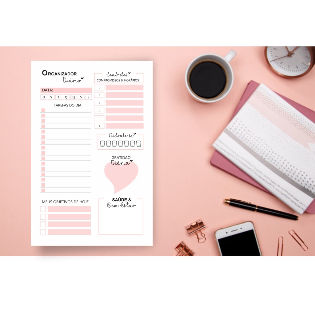 1 Blocos Planner Diário com 50 folhas | Shopee Brasil