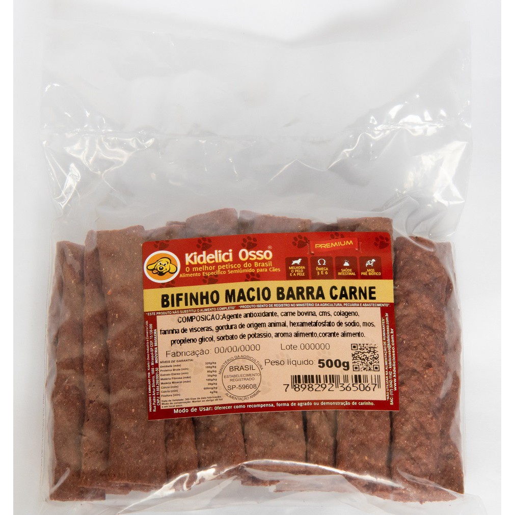 Bifinho Macio - Kidelici Osso - Sabor Carne - 500G em Oferta na Shopee
