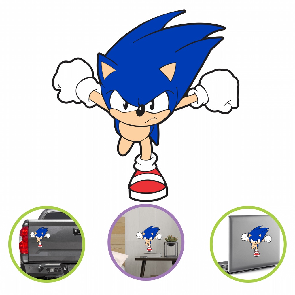Novo personagem do filme Sonic The Hedgehog Show Cartoon Videogame -  Gráfico de adesivo de 5 polegadas - Adesivo de parede automática para  laptop de parede de automóveis : : Automotivo
