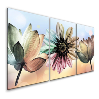 Quadros Decorativo Horizontal Trio Flores Coloridas Floral REF:045Ke