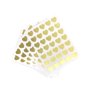 500 Adesivos Coração Dourado Metalizado para presentes, envelopes, cartas, saquinhos ou enfeite