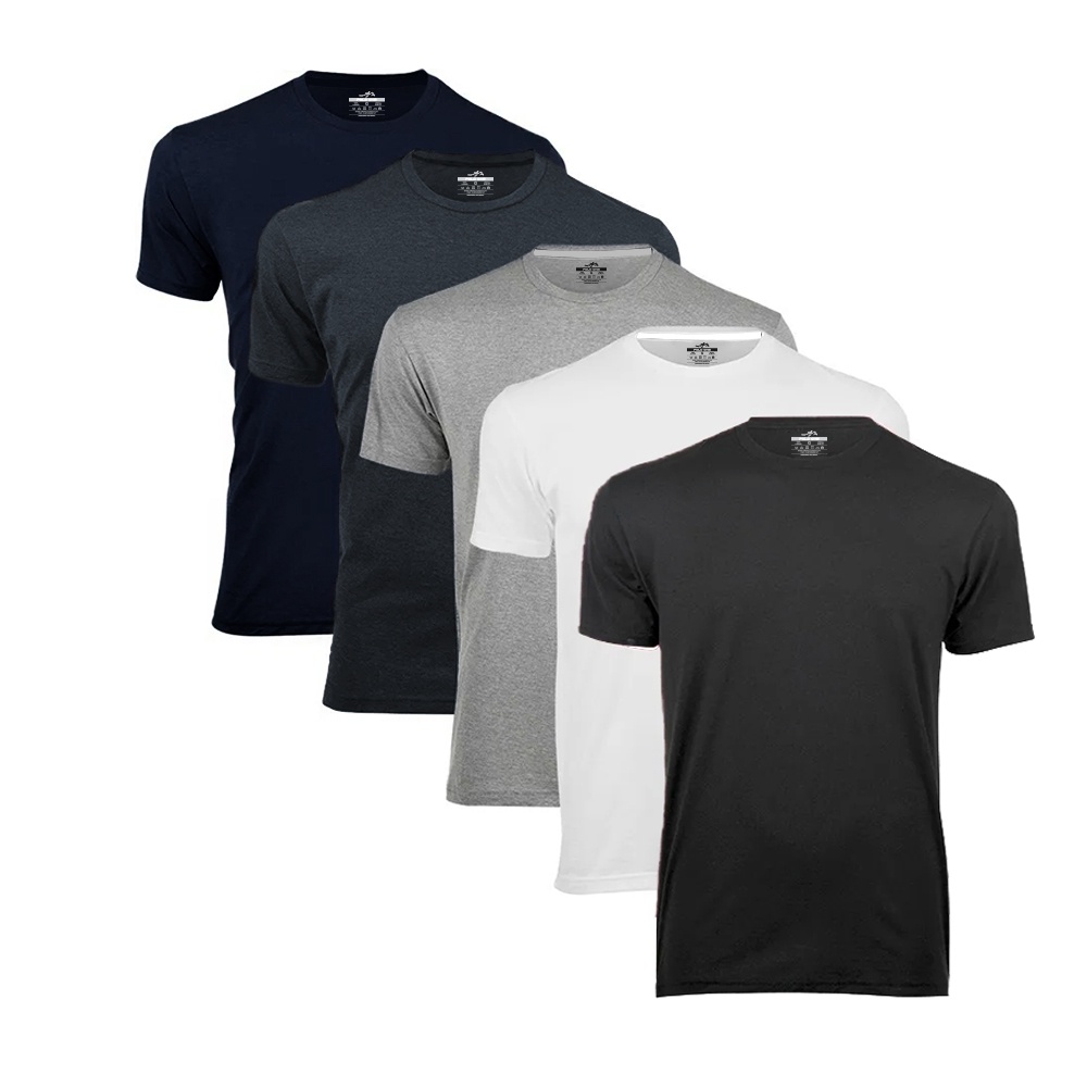 Kit 5 Camisa Básica Masculina Atacado Algodão Camiseta Manga Curta Casual  Simples Fitness