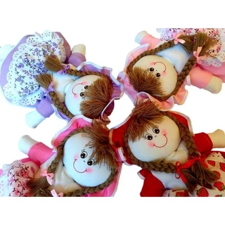 Boneca de Pano Artesanal 35cm kit 4 unidades Bonecas Gaia