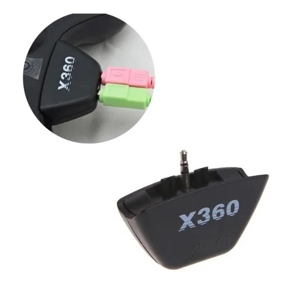 Adaptador Conversor Fone Ouvido & Mic P/ Controle Xbox 360 Cor Preto