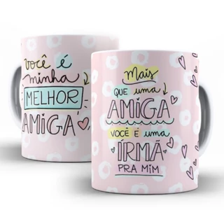 Caneca para Amiga Personalizada de Porcelana Presente Melhores Amigas Xícara Irmã Prima
