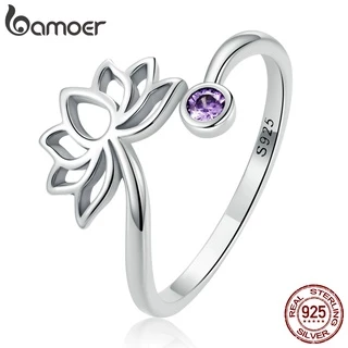 Bamoer 925 Anel Aberto De Prata Simples Estilo De Lótus Tamanho Ajustável Moda Jóias Para As Mulheres em Oferta na Shopee