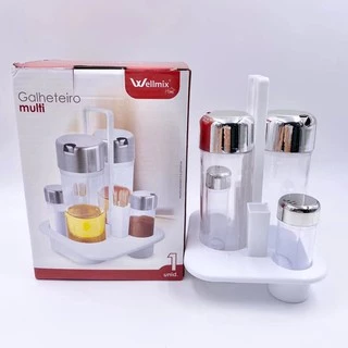 Galheteiro Multi Vidro Com Tampa Cromada Wellmix