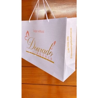25 SACOLAS DE PAPEL PERSONALIZADA FESTA LOJA 35x24x10