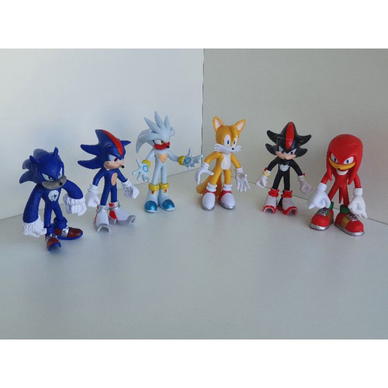 Kit 5 Bonecos Filme Sonic Tails Metal Sonic Knuckles Shadow Hedgehog