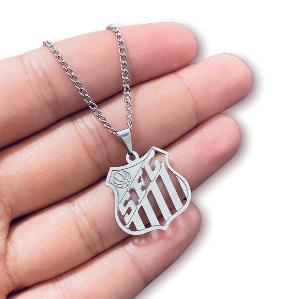 Colar Masculino Santos FC Aço Inoxidável 60 cm Não Escurece