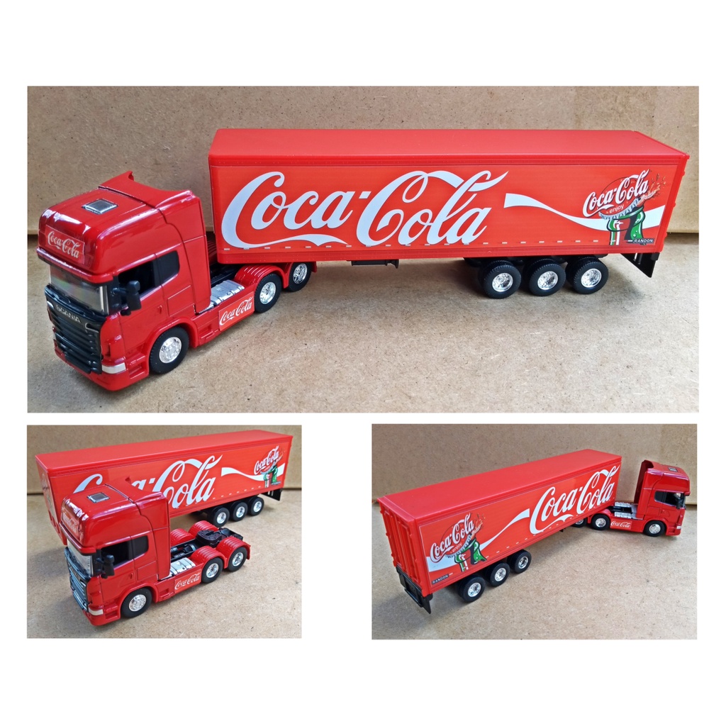 Miniatura Caminhão Scania - Baú Coca Cola Escala 1/64 25 Cm