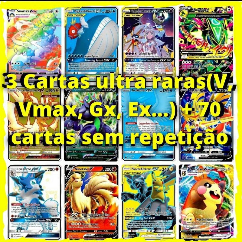 Lote Pokémon - 100 Cartinhas - Gx, V, Vmax Grátis - Original