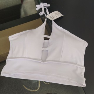 Halter White Sports Bra