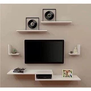 Kit Rack Suspenso Quarto Sala Com 5 Peças Nichos Suspenso Prateleiras TV Decoração Casa