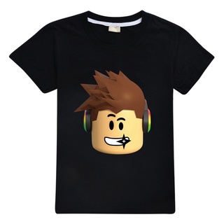 ROBLOX-camiseta de emenda com desenhos animados para crianças, tops com  pescoço o para meninos e meninas, manga curta, esporte 3D, alta, verão