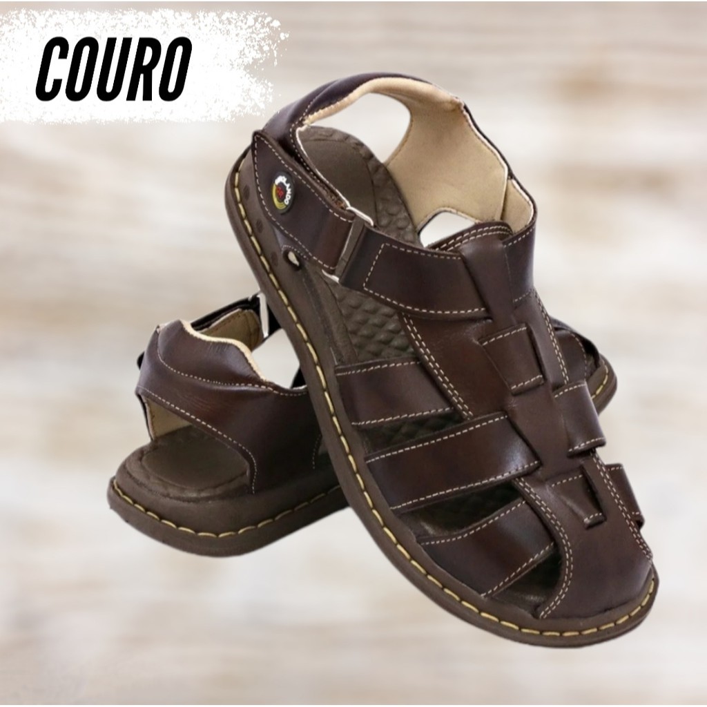 Sandalia de store couro fechada masculina